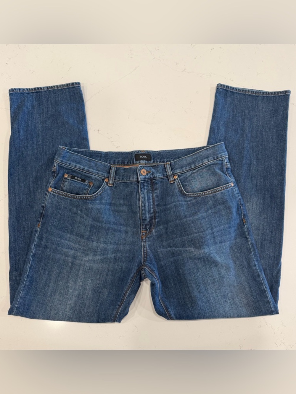 Hugo Boss Men’s Maine Regular-Fit Blue Jeans 36x32